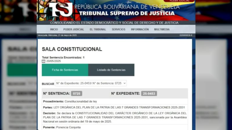 TSJ declaró constitucionalidad de la Ley Orgánica de las 7 Transformaciones