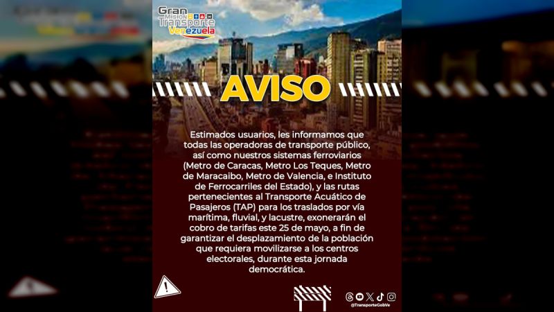 Ministerio de Transporte anuncia que se exonera pasaje en el sistema público