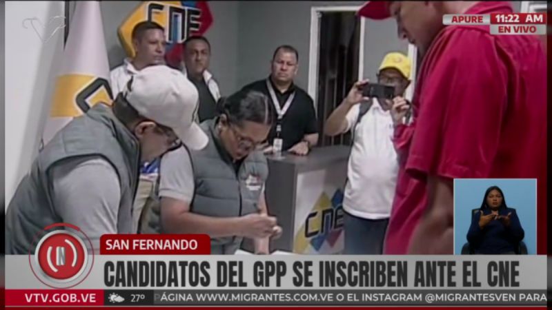 Candidatos del GPPSB en Apure se inscriben ante el CNE de cara a las elecciones del 27J